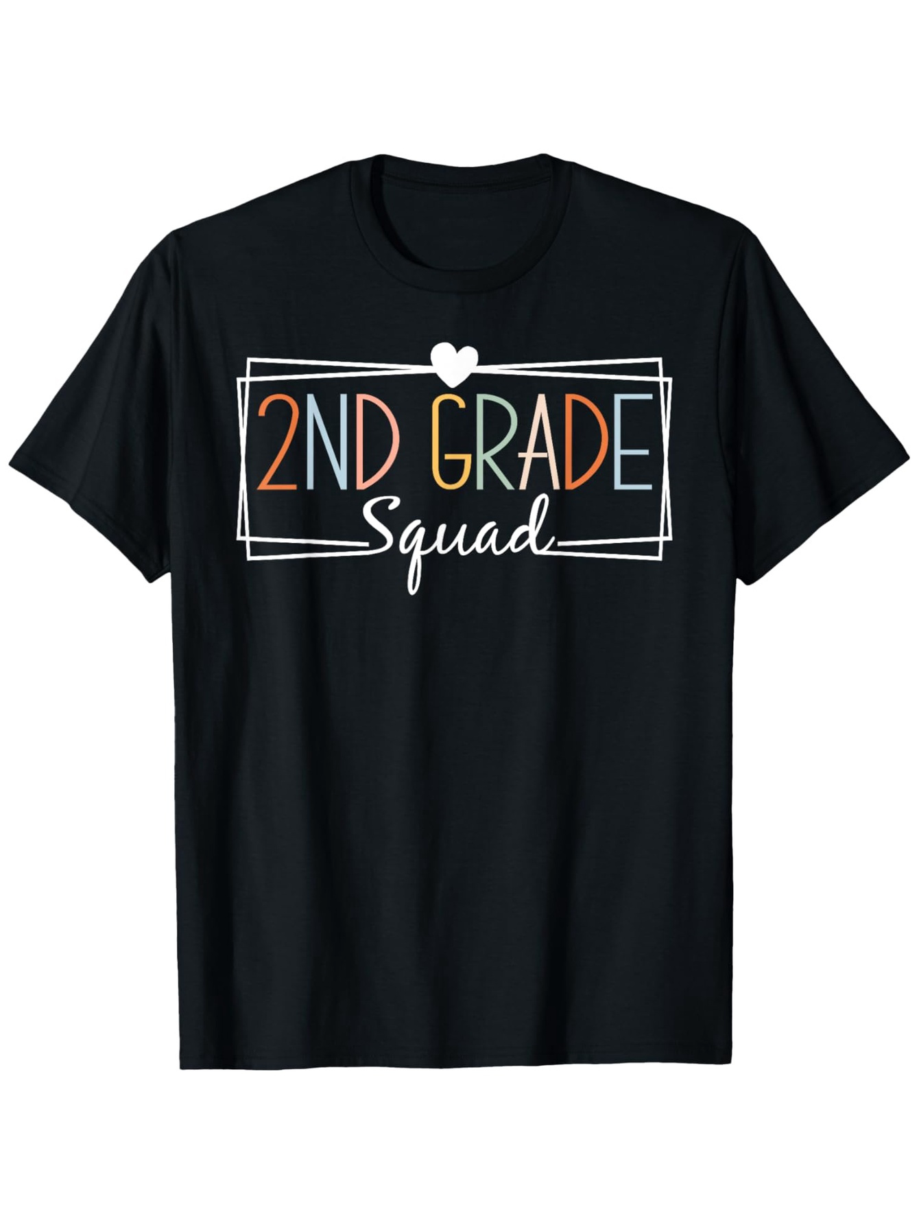 Men's Graphic T-Shirt 2nd Grade Squad Retro Artistic Color Lettering With Heart Design