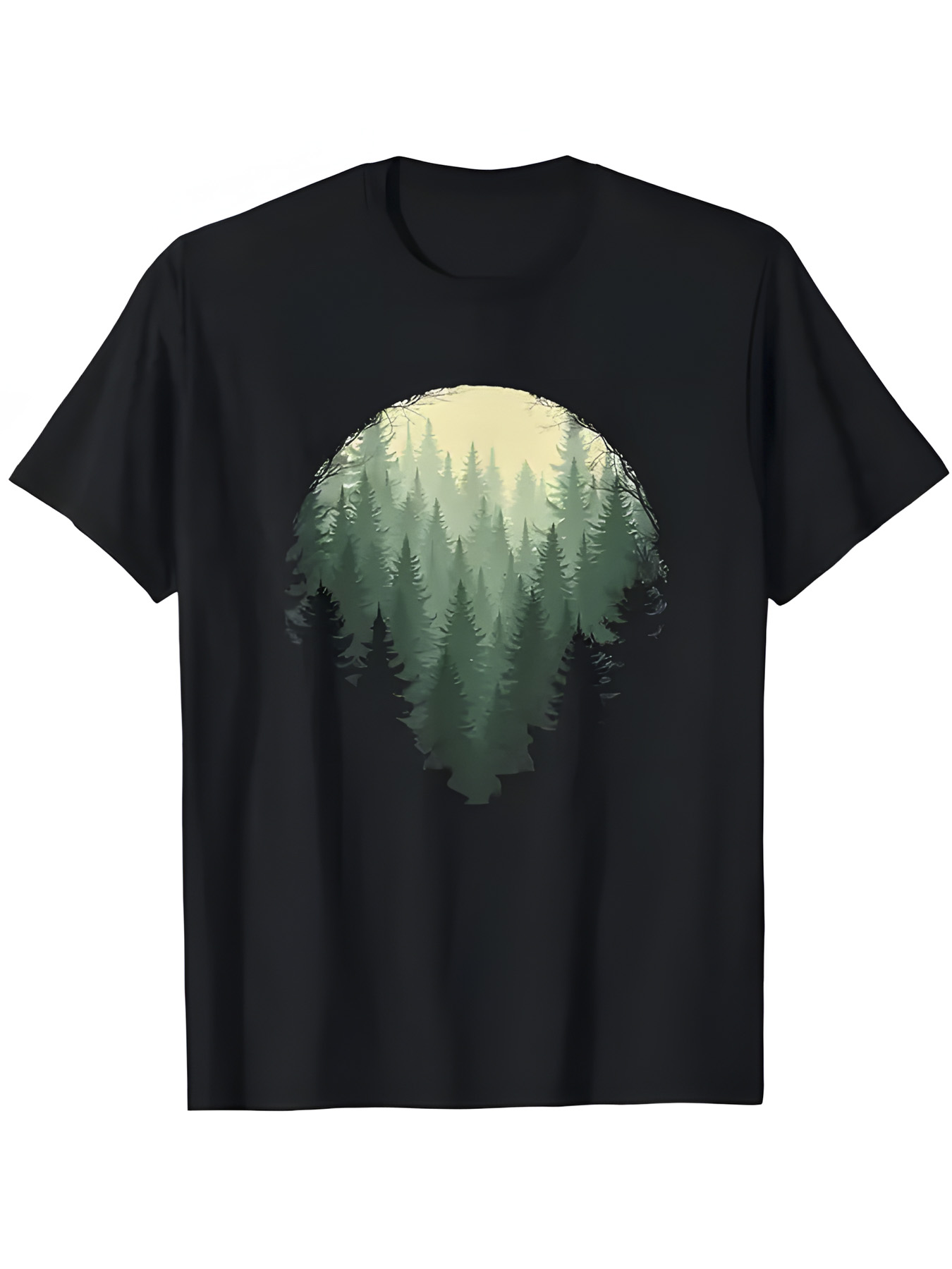 Men's Graphic T-Shirt Golden Sunrise Over Pine Forest Silhouettes Nature Scene
