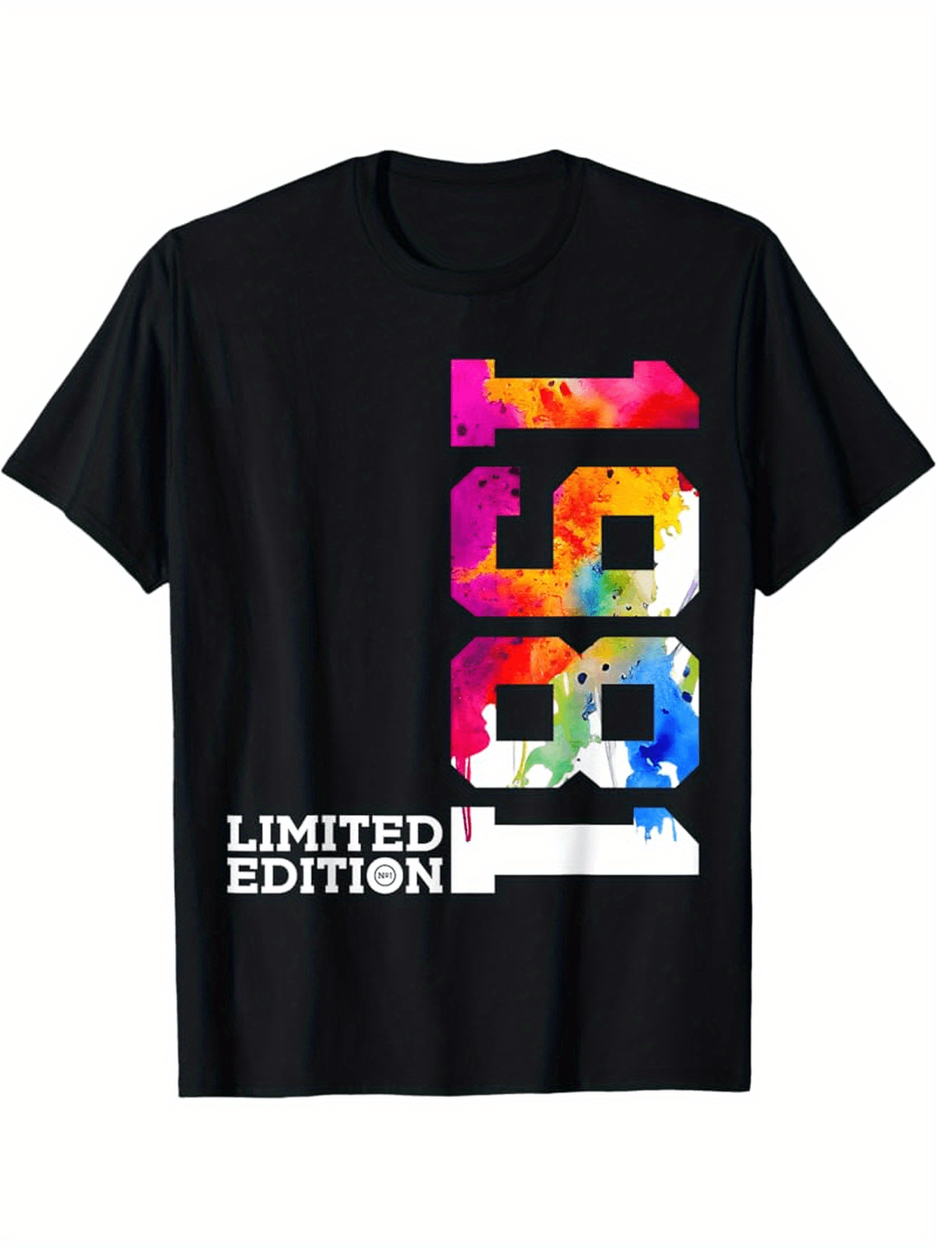 Men's Graphic T-Shirt Limited Edition Colorful Graffiti Pattern With Bold Vertical Numbers