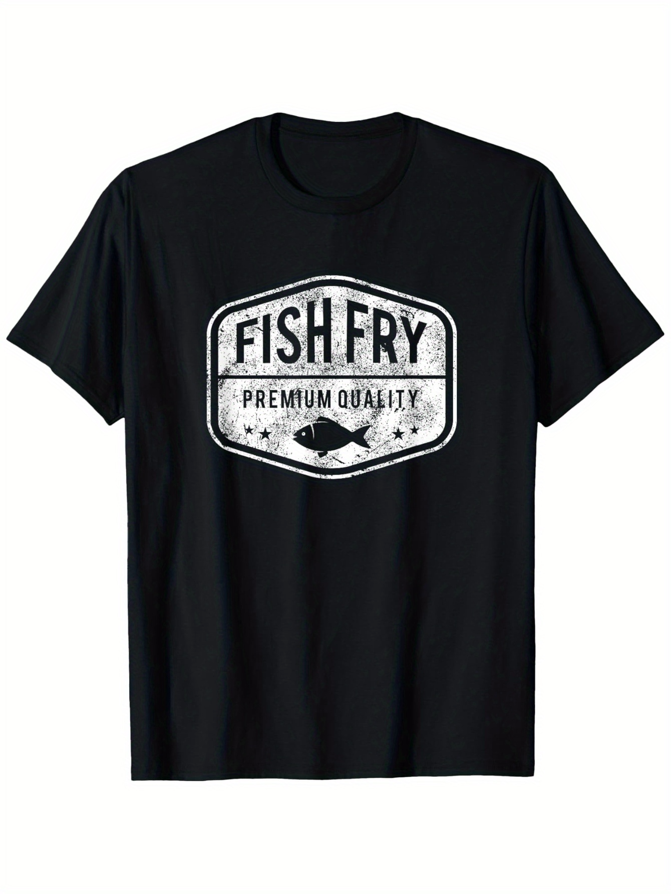 Men's Graphic T-Shirt Fish Fry Premium Quality Retro Badge With Swimming Fish Graphic