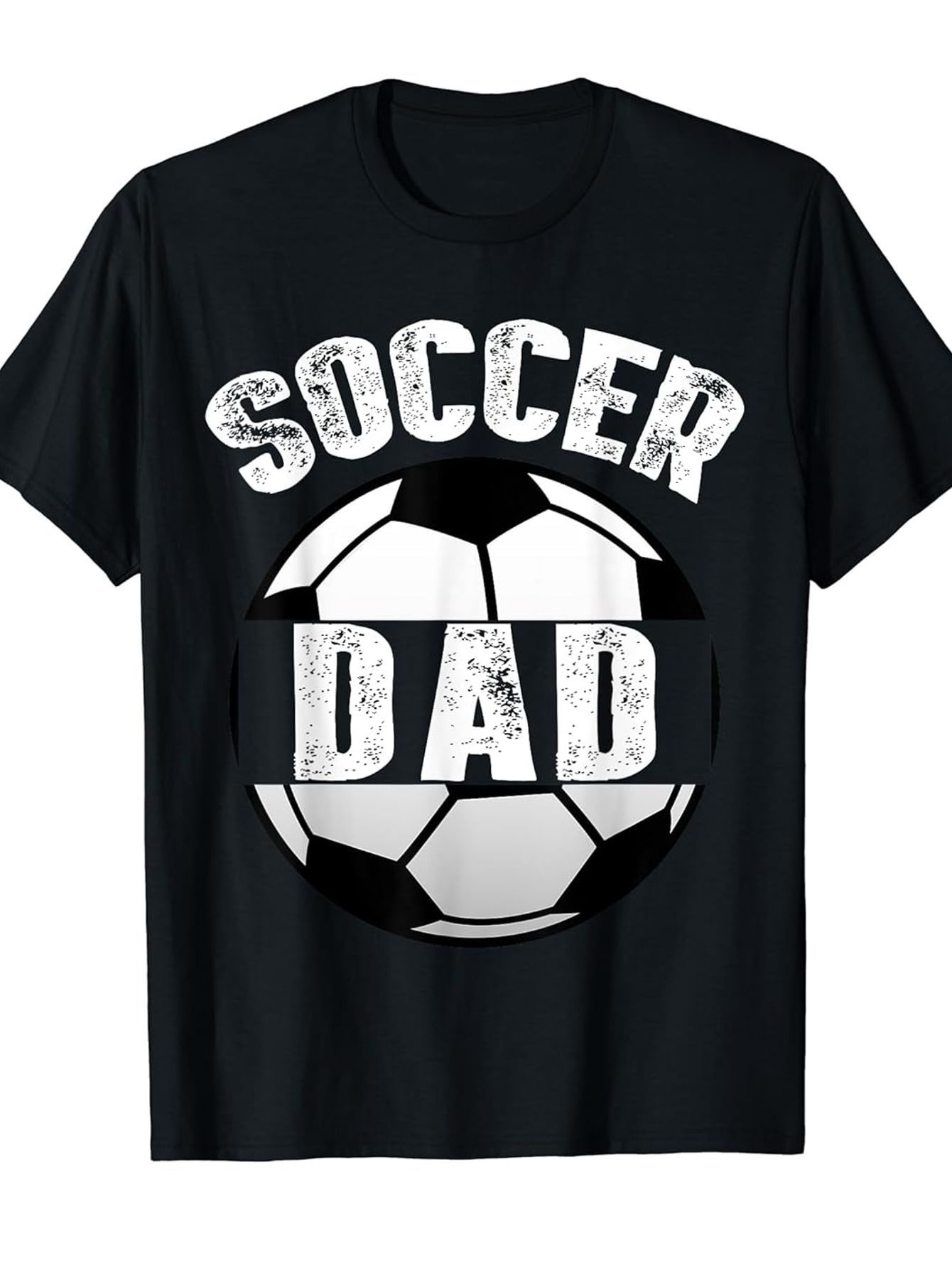 Men's Graphic T-Shirt Soccer Dad With Distressed Print Over A Black And White Soccer Ball