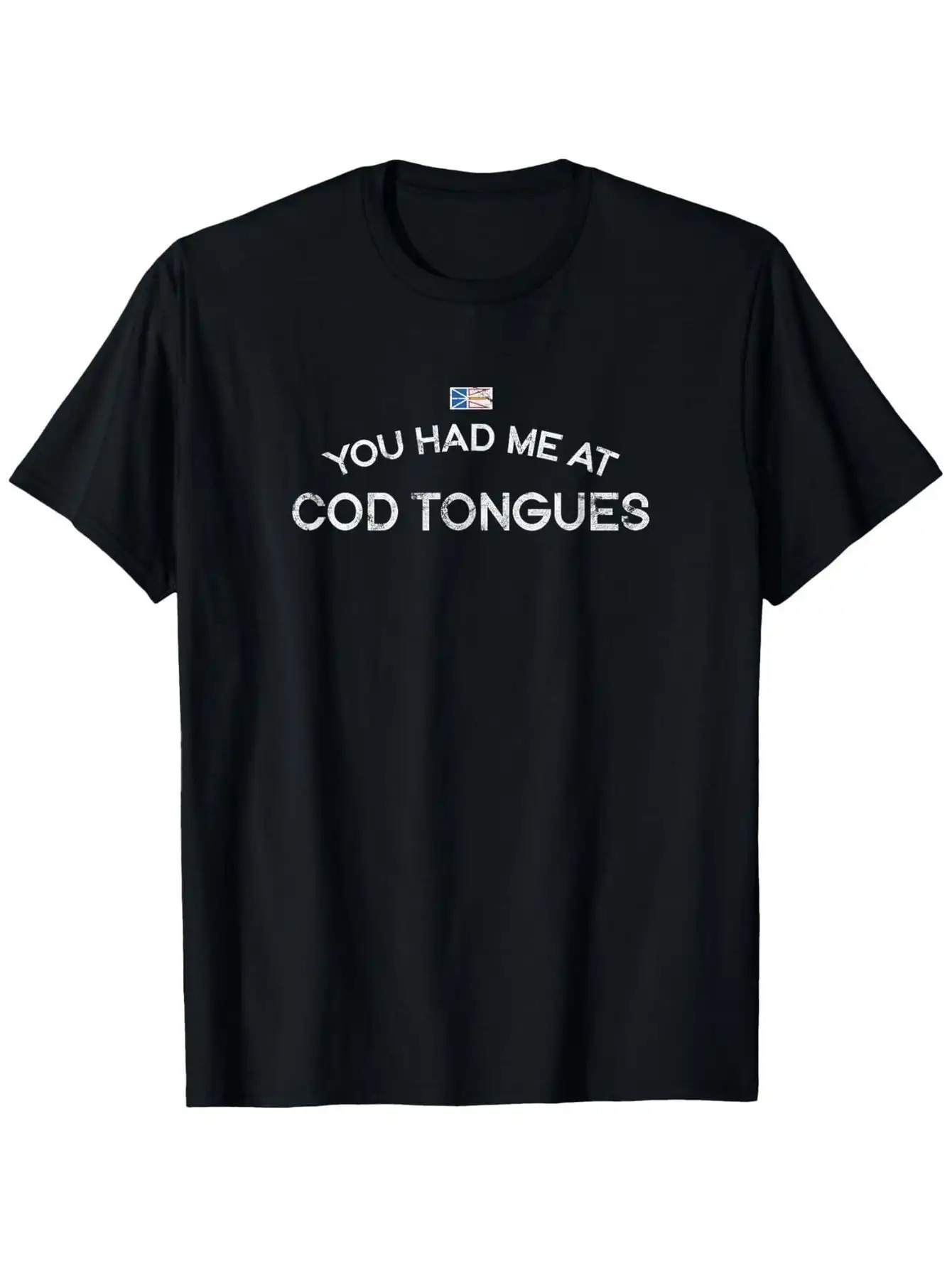 Men's Graphic T-Shirt You Had Me At Cod Tongues Playful Lettering On Black T Shirt