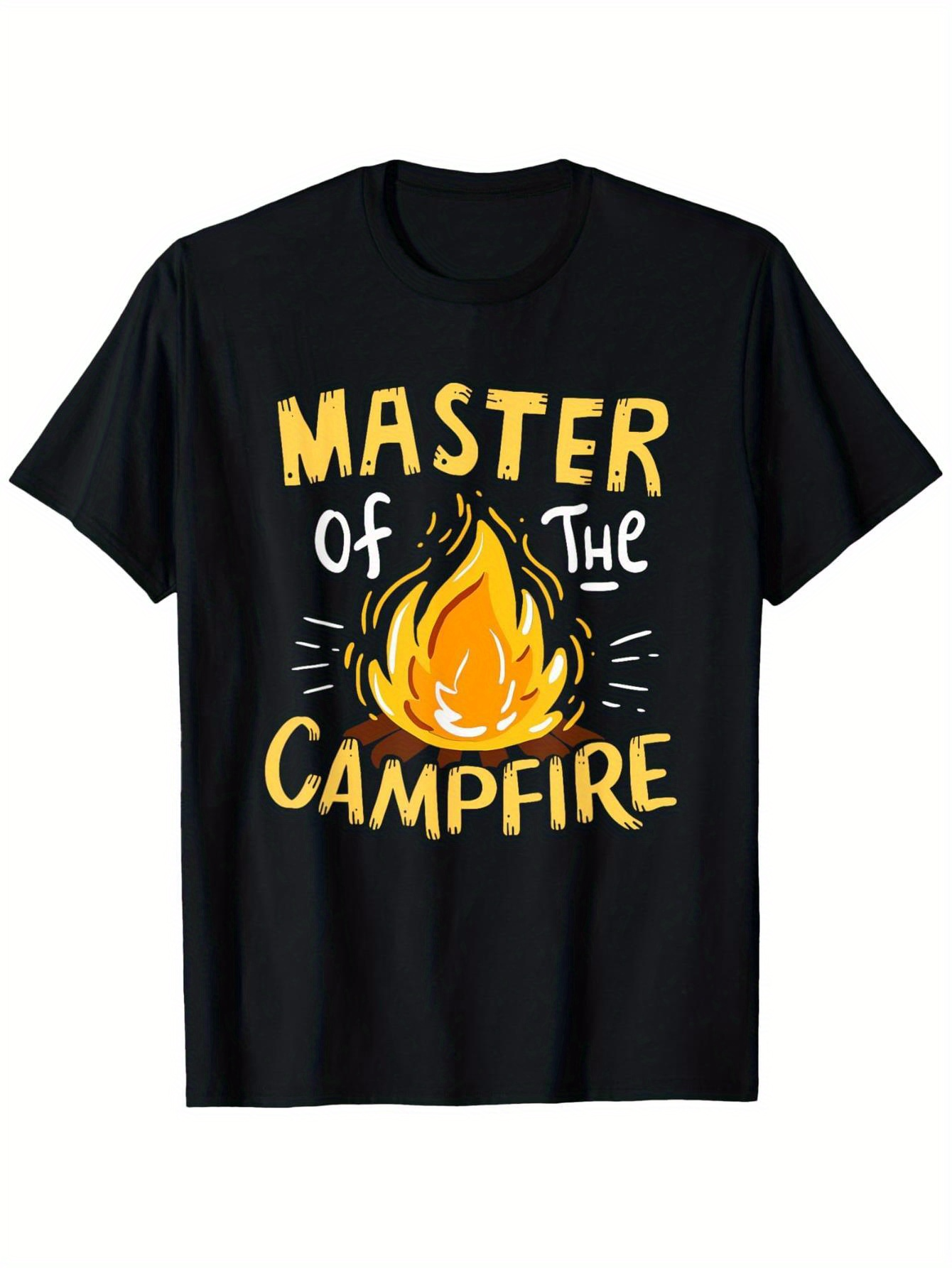 Men's Graphic T-Shirt Master Of The Campfire With Bright Fire Flames Under Camp Tent Campfire