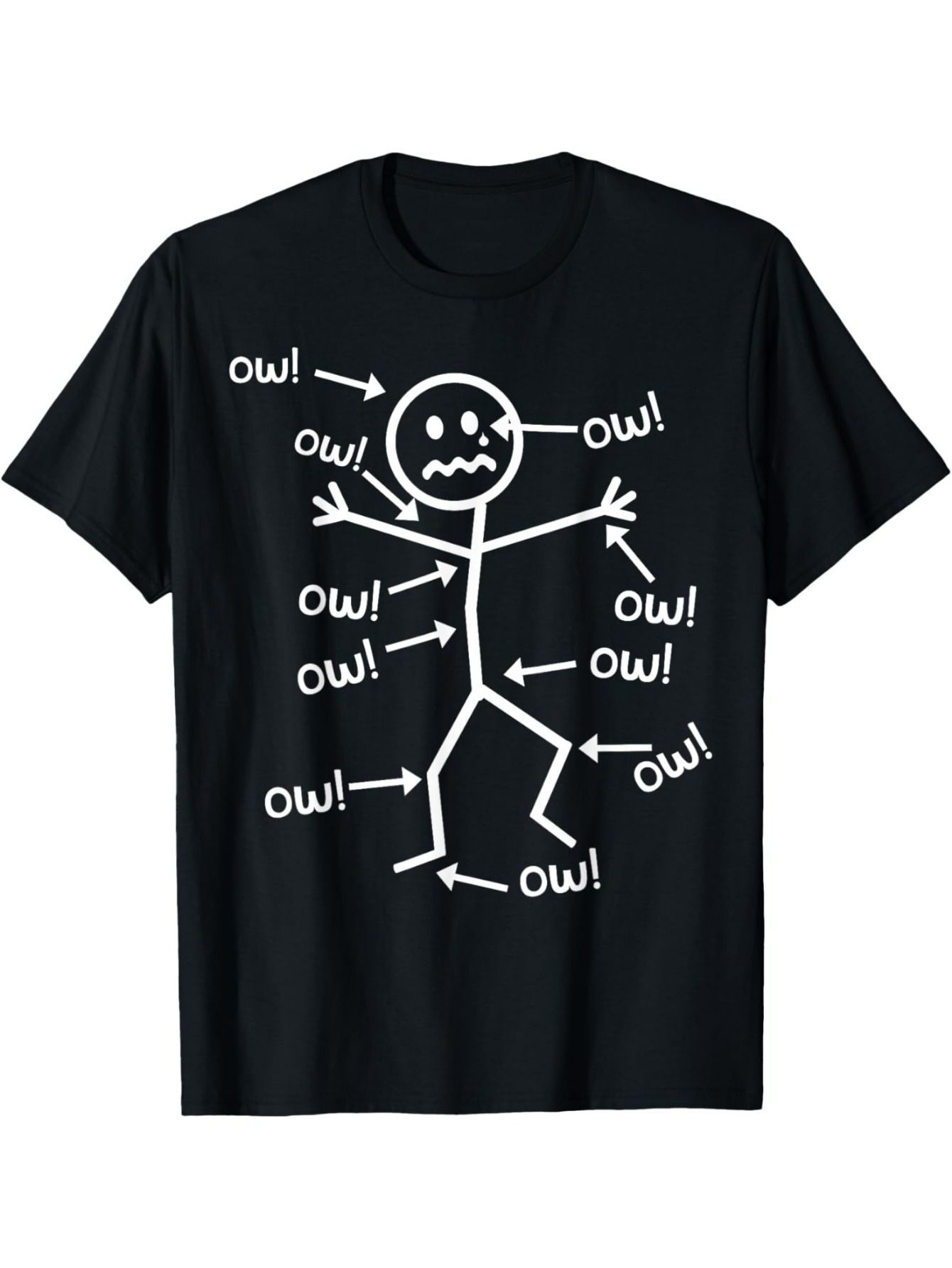 Men's Graphic T-Shirt Multiple Arrows Pointing To Stick Figure With Pained Expression