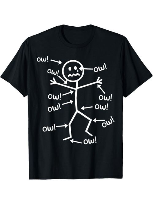 Men's Graphic T-Shirt Multiple Arrows Pointing To Stick Figure With Pained Expression