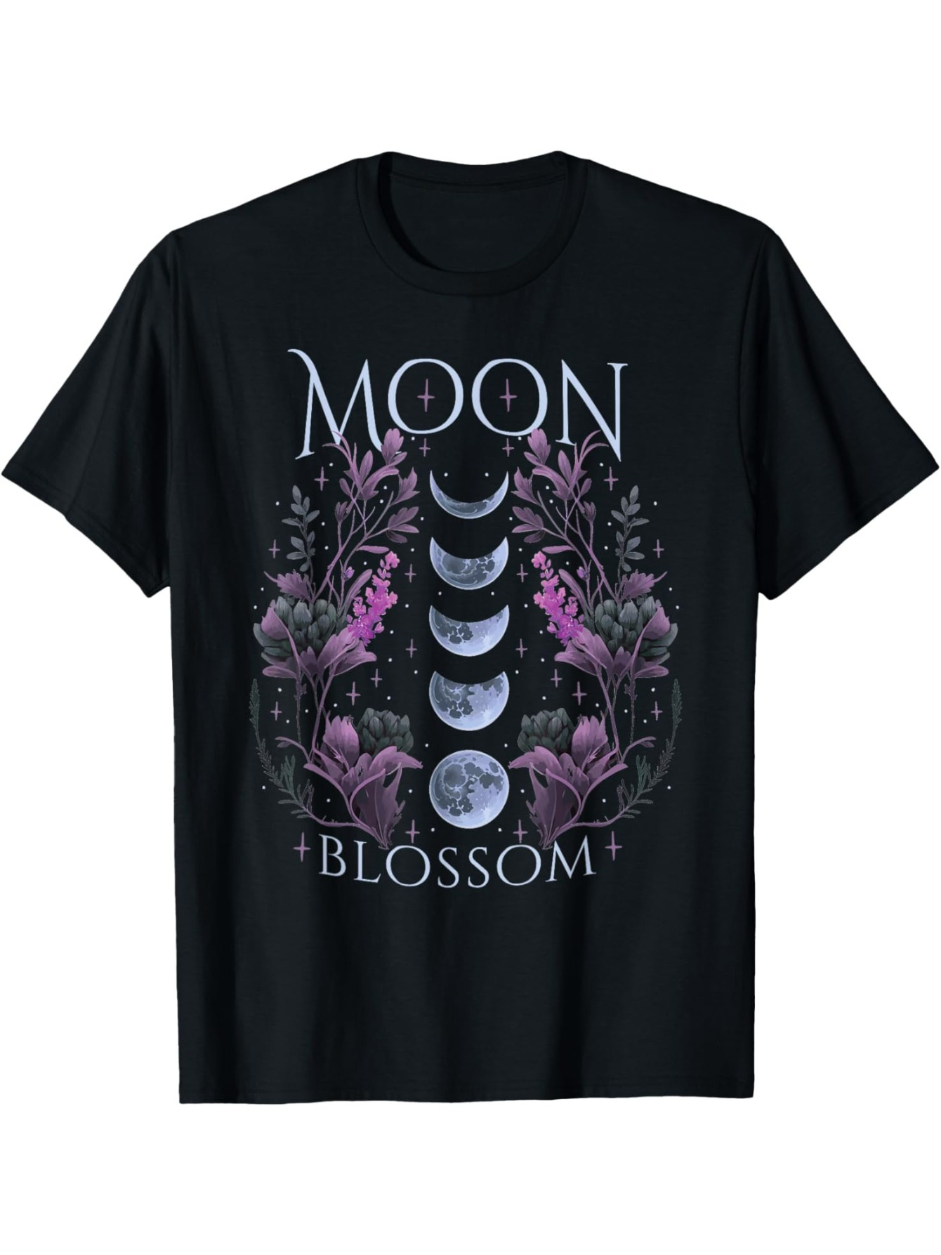 Men's Graphic T-Shirt Moon Blossom Phases Surrounded By Wild Botanical Flowers Moon