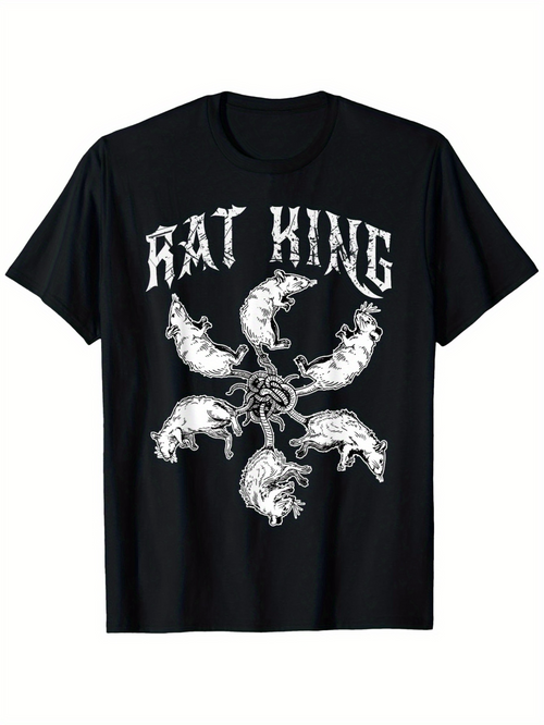 Men's Graphic T-Shirt Rat King Entwined Wild Rats In Tangled Monochrome Graphic Rats