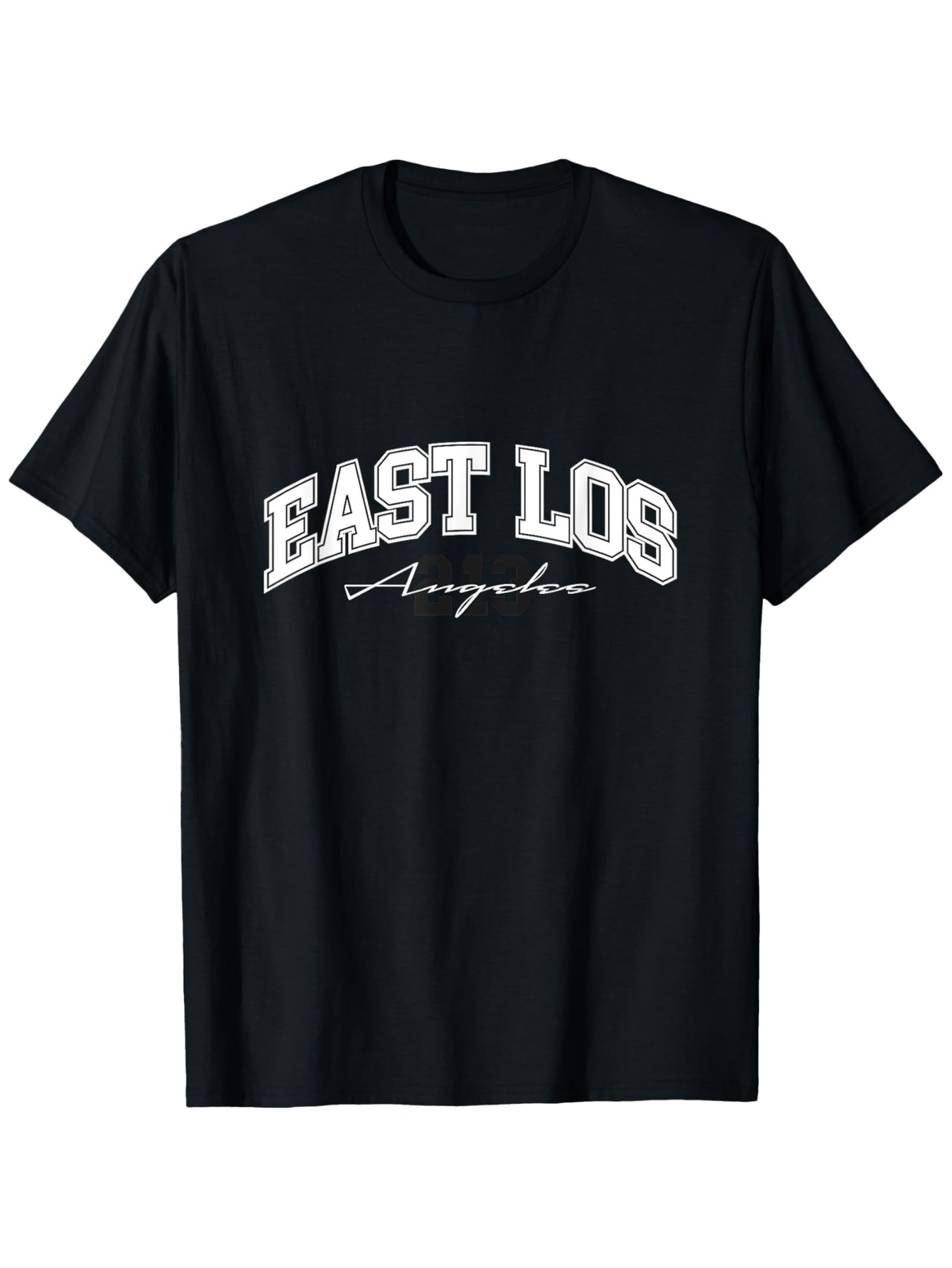 Men's Graphic T-Shirt East Los Angeles Lettering With White Arch On Black T Shirt