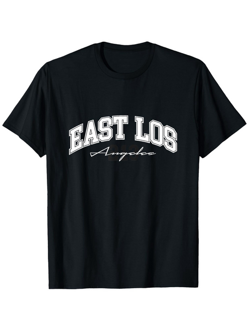 Men's Graphic T-Shirt East Los Angeles Lettering With White Arch On Black T Shirt
