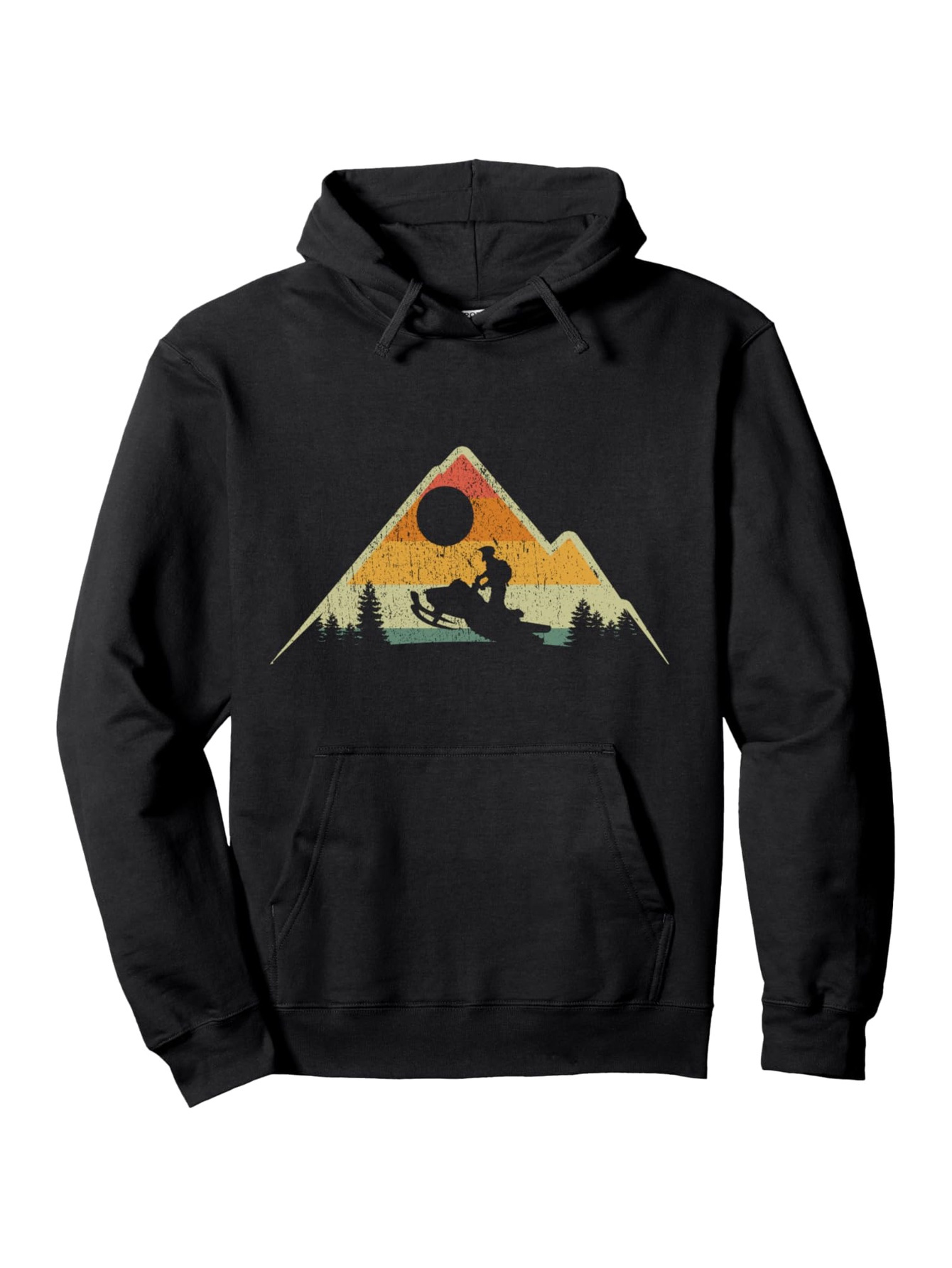 Men's Graphic Hoodie Sunset Mountain Landscape Silhouette With Horse Rider Among Pine Trees Hoodie