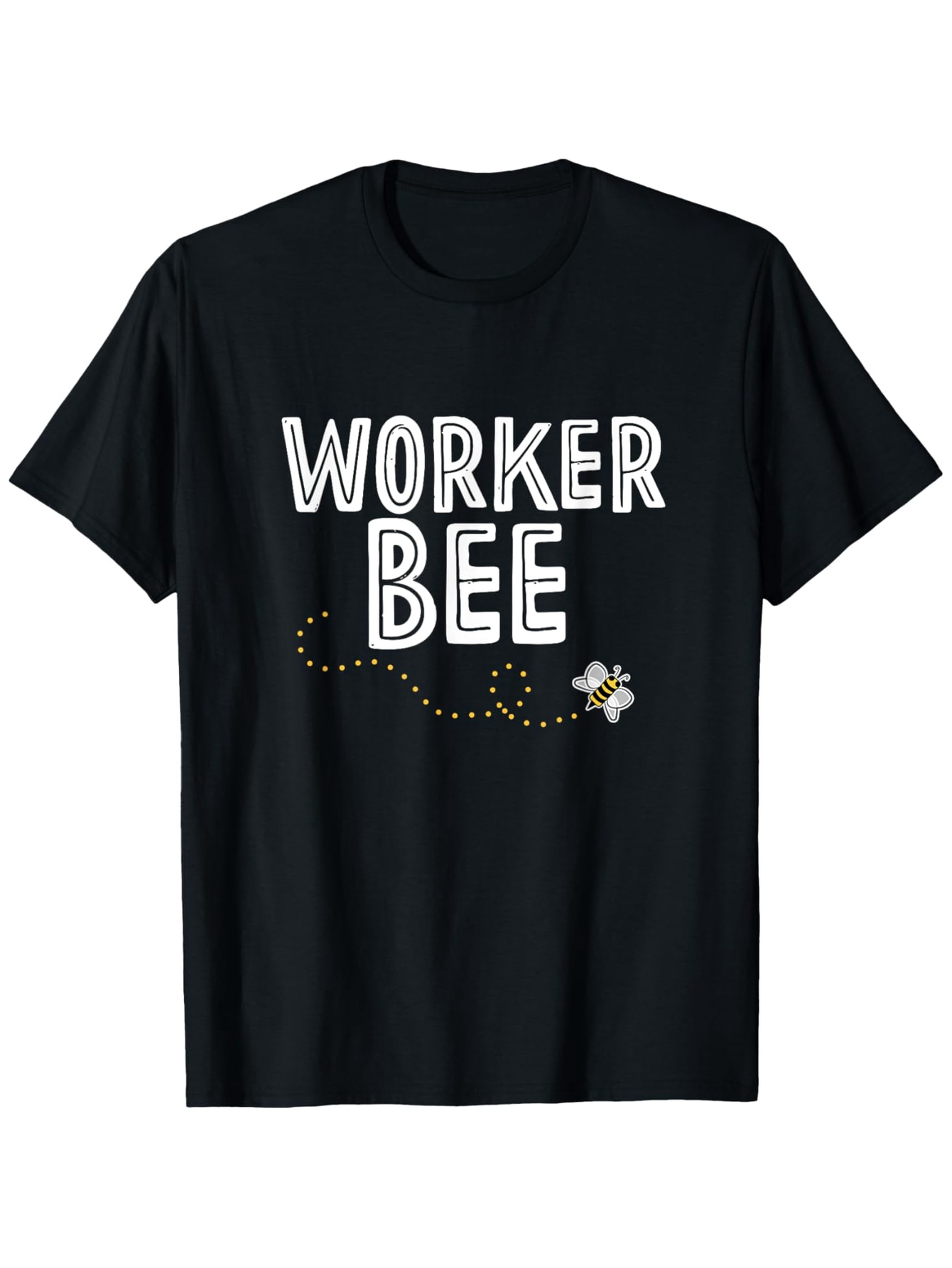 Men's Graphic T-Shirt Worker Bee With Dotted Path Playful Honey Bee On Black Shirt