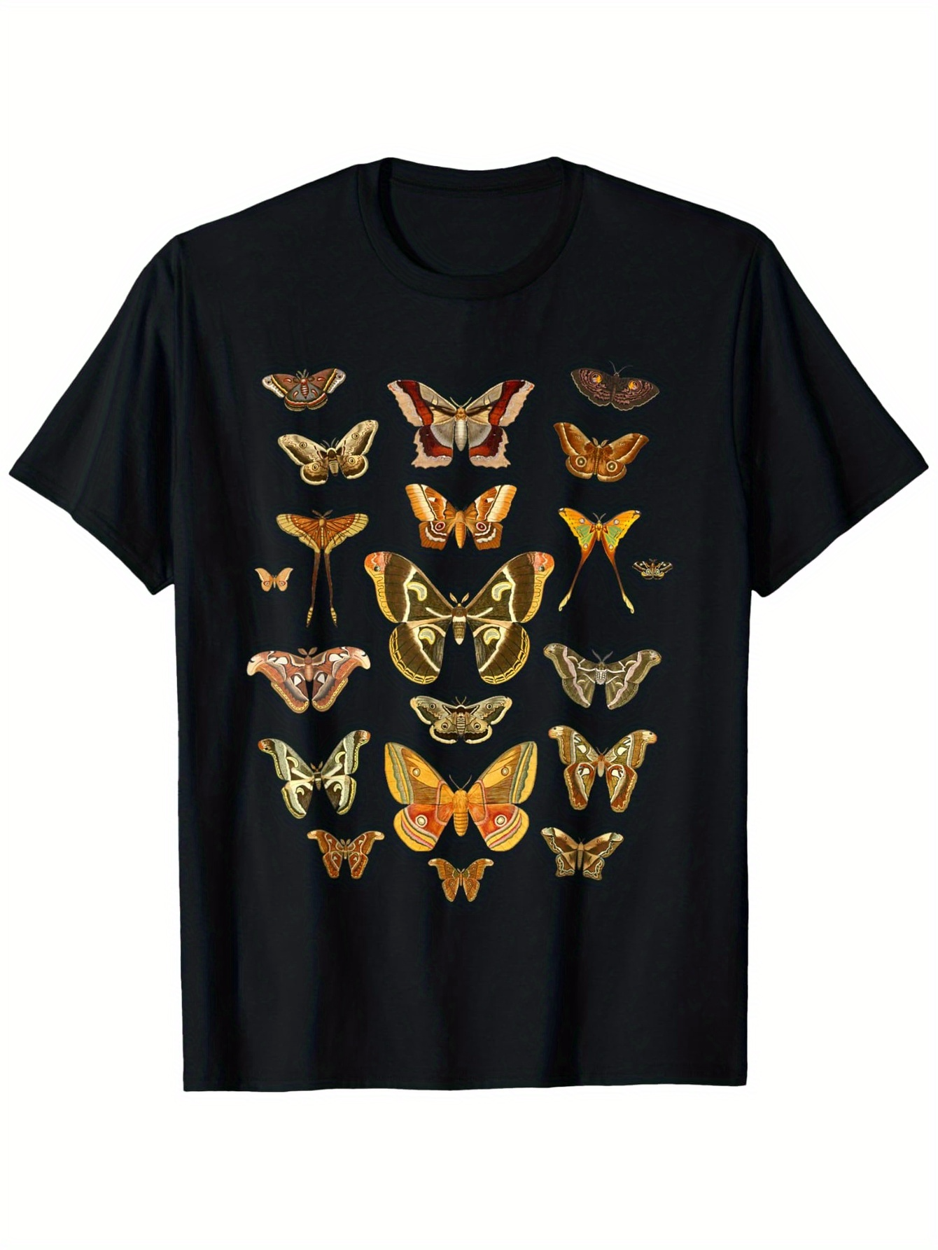 Men's Graphic T-Shirt Golden Patterned Wings With Multiple Butterflies In Natural Arrangement Butterfly