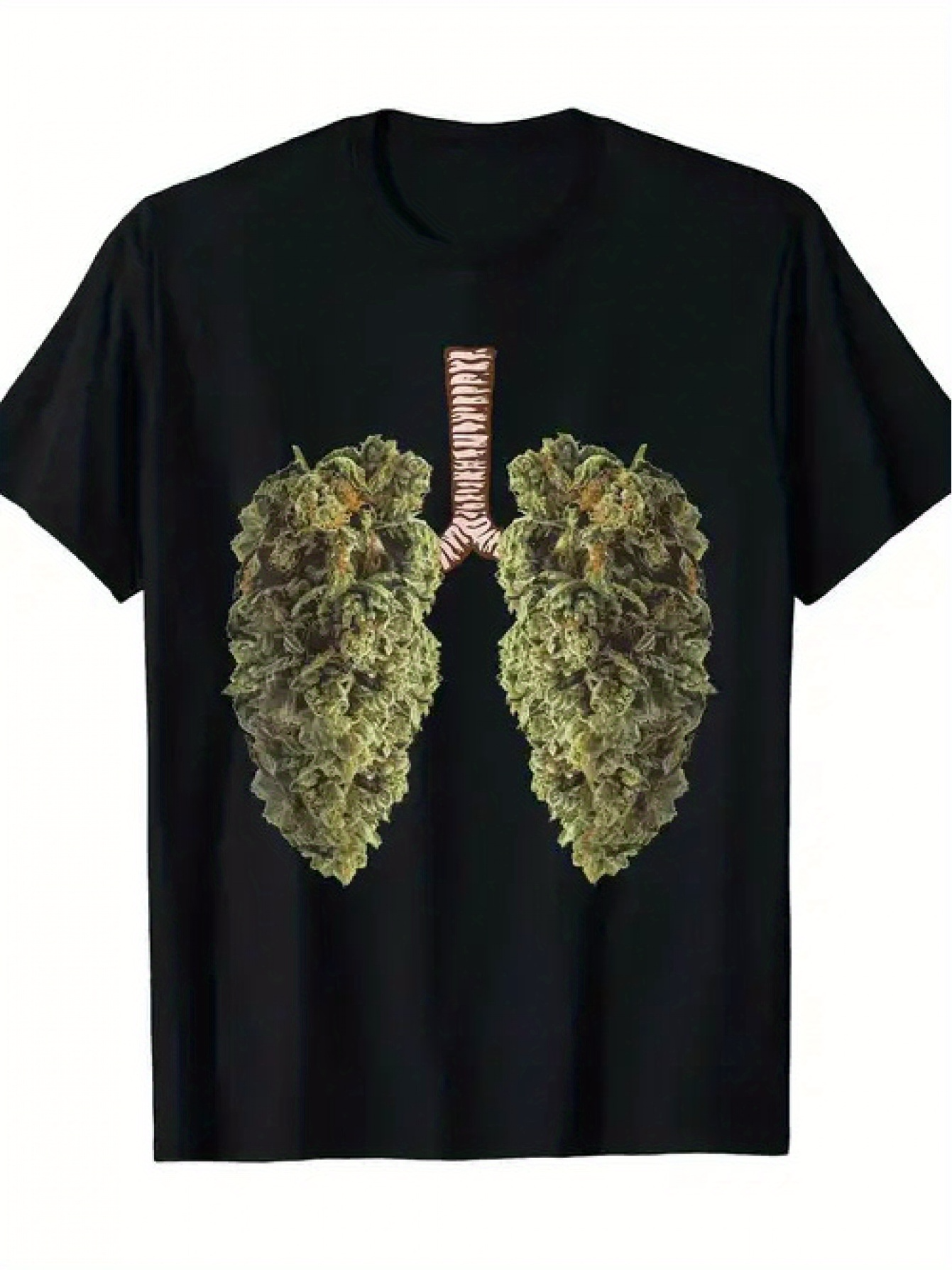 Men's Graphic T-Shirt Green Cannabis Bud Lungs Surreal Nature Inspired Lungs Art