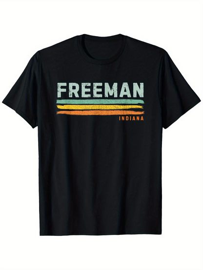 Men's Graphic T-Shirt Freeman With Colored Retro Stripes Indiana T Shirt
