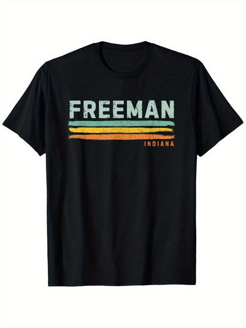 Men's Graphic T-Shirt Freeman With Colored Retro Stripes Indiana T Shirt