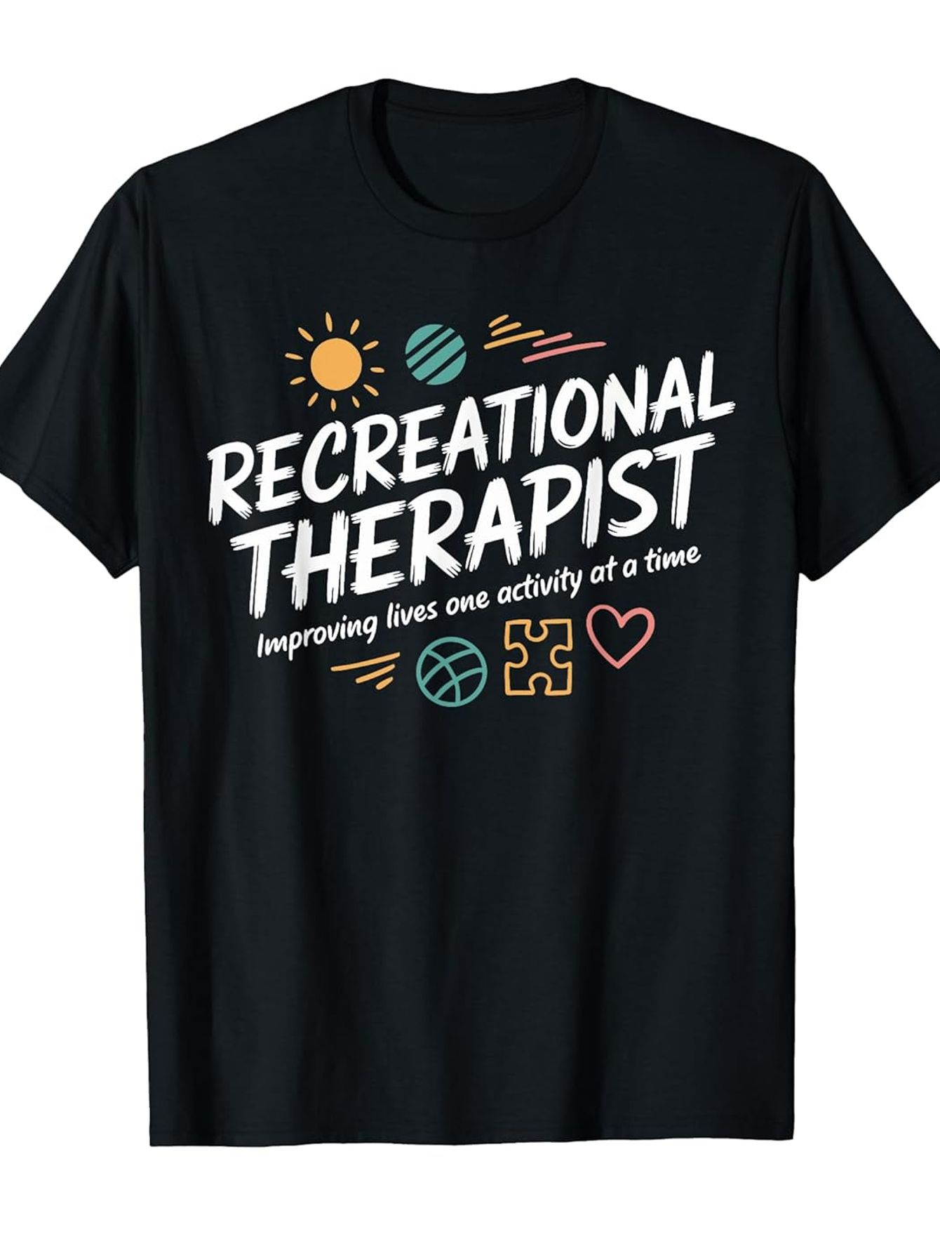 Men's Graphic T-Shirt Recreational Therapist Playful Symbols Underhandwritten Motivational Words Black Shirt