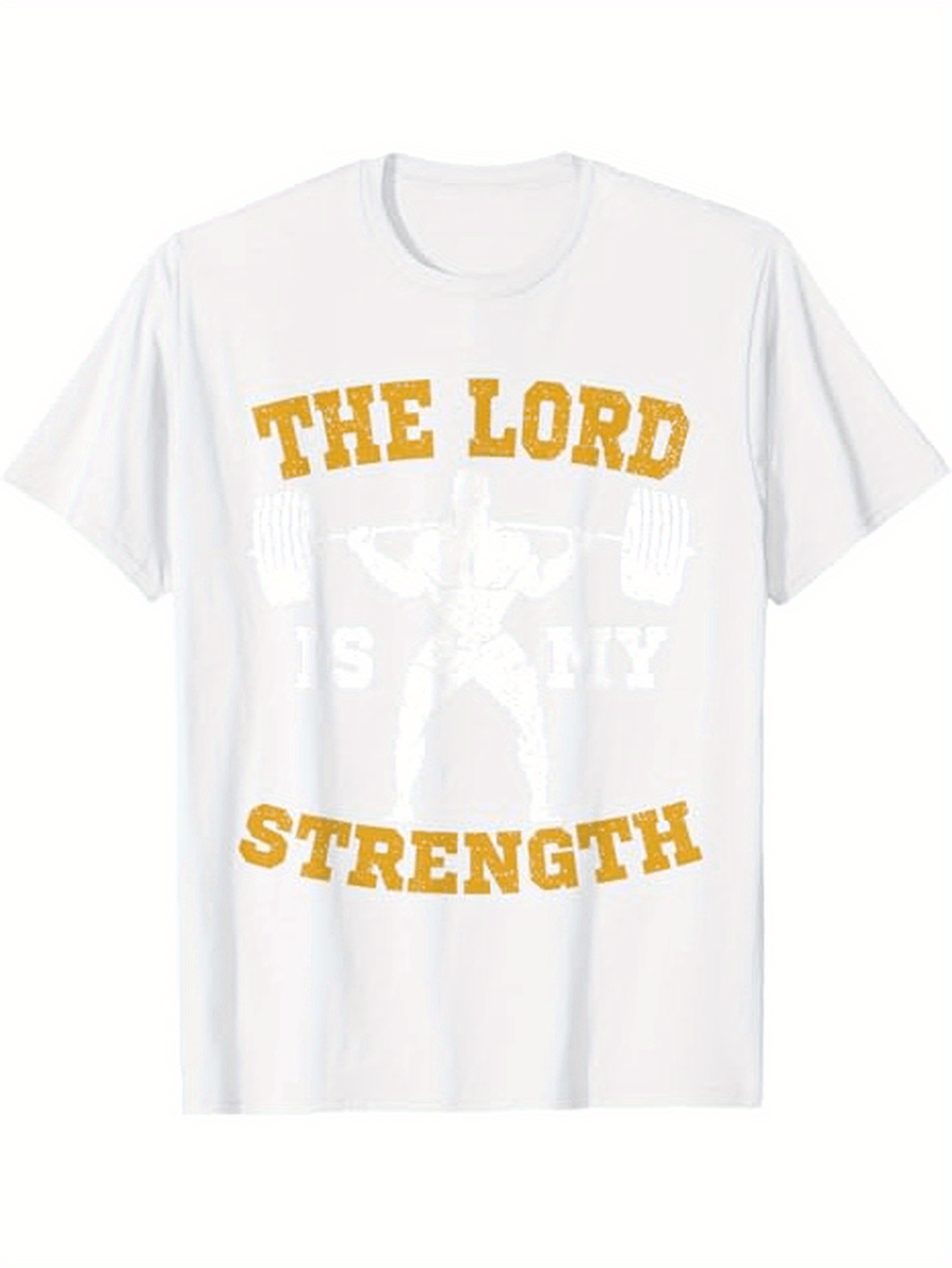 Men's Graphic T-Shirt The Lord Strength Bold Yellow Letters Of Faithful Message T Shirt