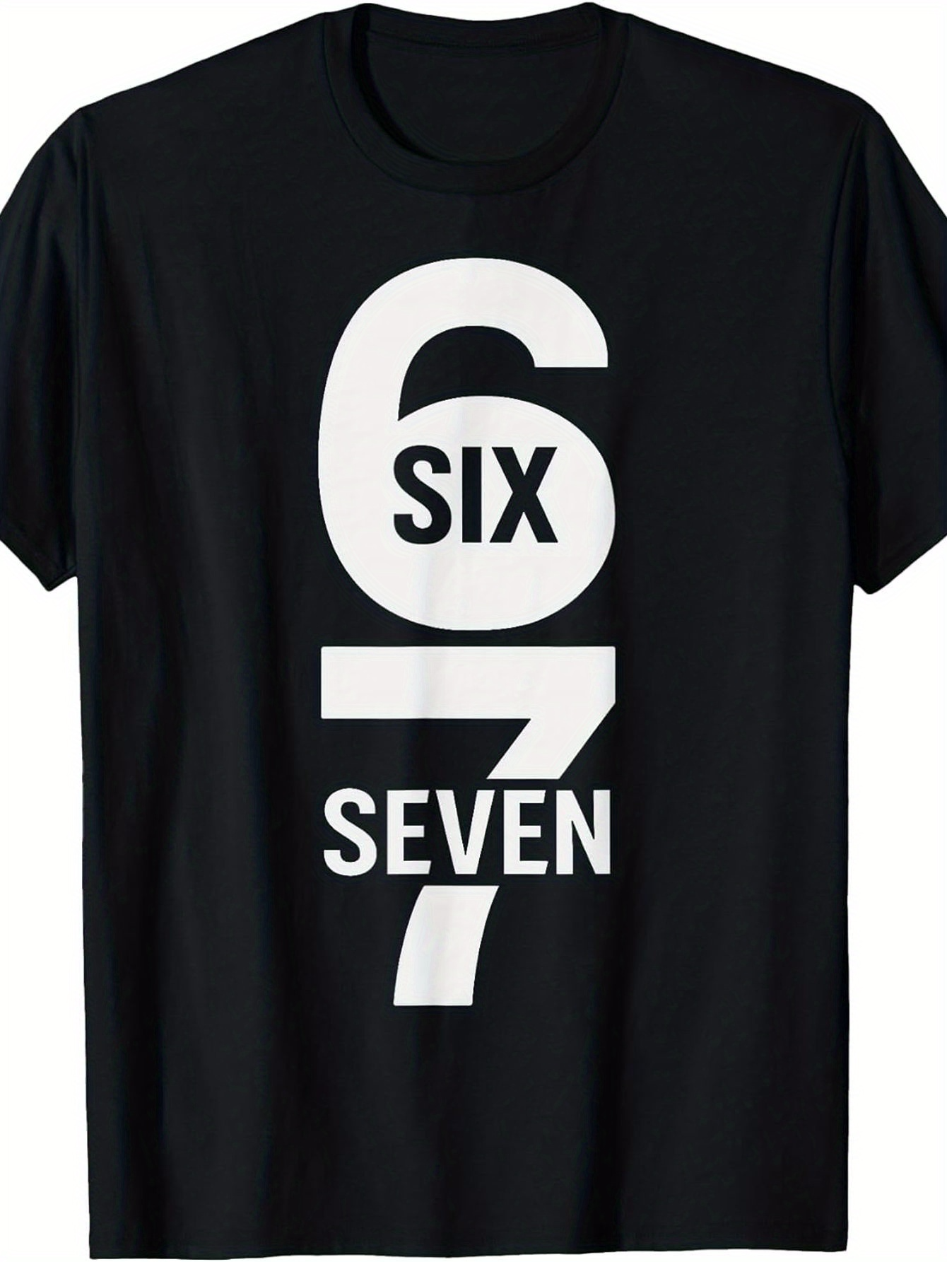 Men's Graphic T-Shirt Bold Graphic Numbers With Six And Seven Centered Typography