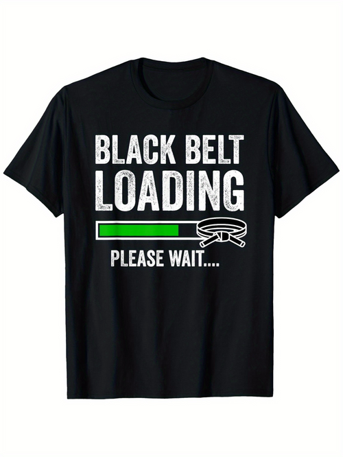 Men's Graphic T-Shirt Black Belt Loading Progress Bar With Sketch Martial Arts Belt