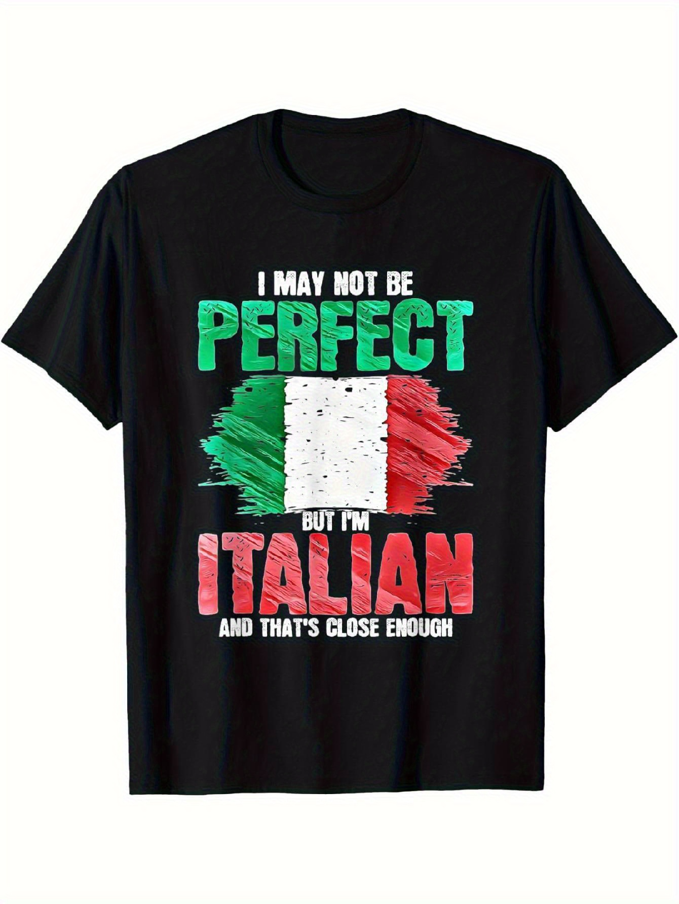 Men's Graphic T-Shirt Imperfect Yet Proud With Grunge Italian Flag On Black T Shirt