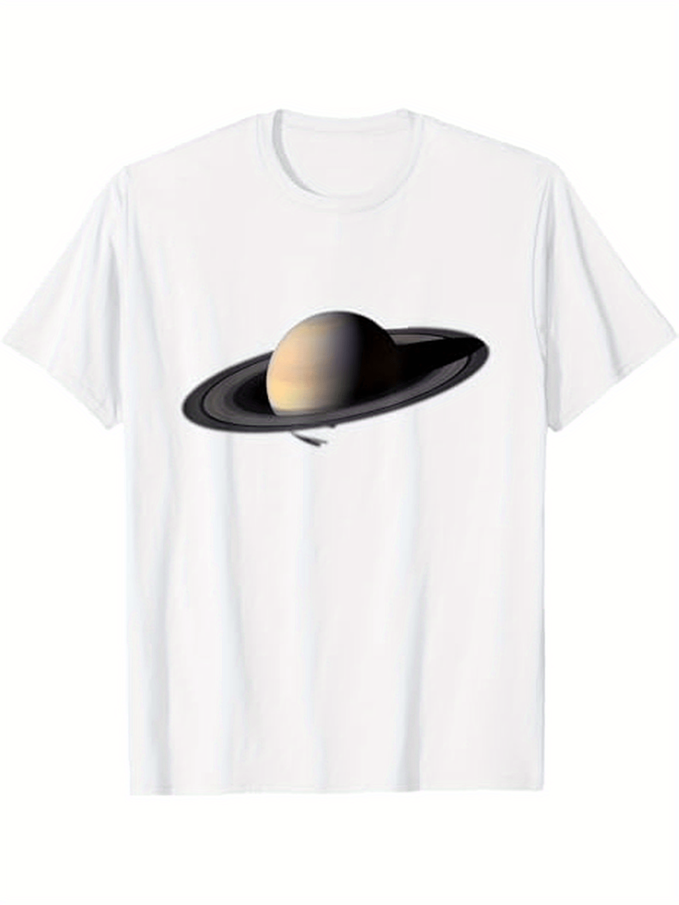 Men's Graphic T-Shirt Realistic Planet With Ring Floating Over White Saturn