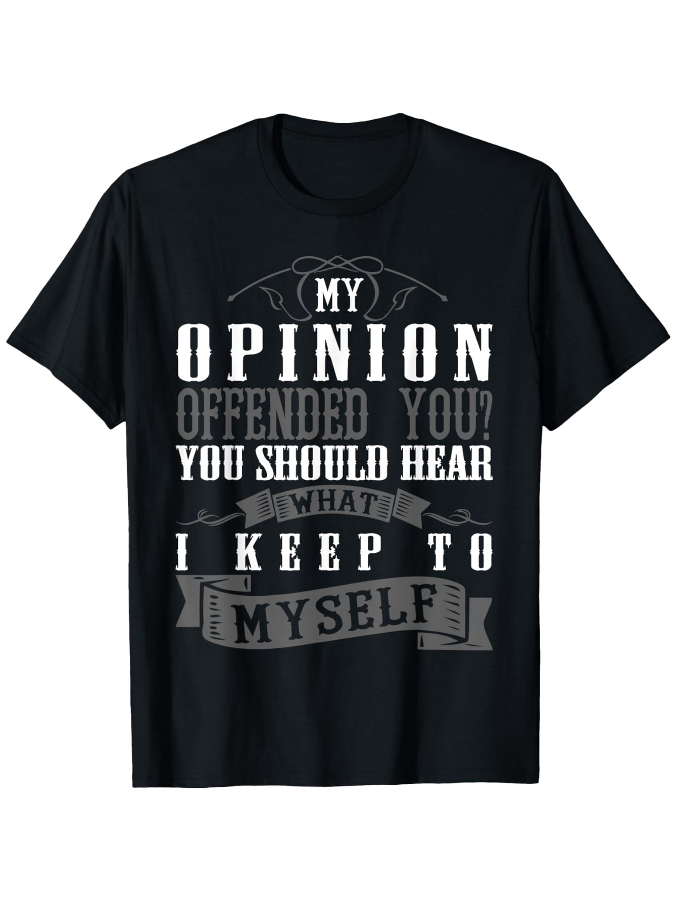 Men's Graphic T-Shirt My Opinion Offended You Bold White Lettering On Black Shirt Typography