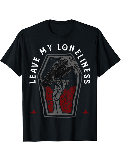 Men's Graphic T-Shirt Leave My Loneliness Tombstone Coffin With Dark Clouds And Red Shadows