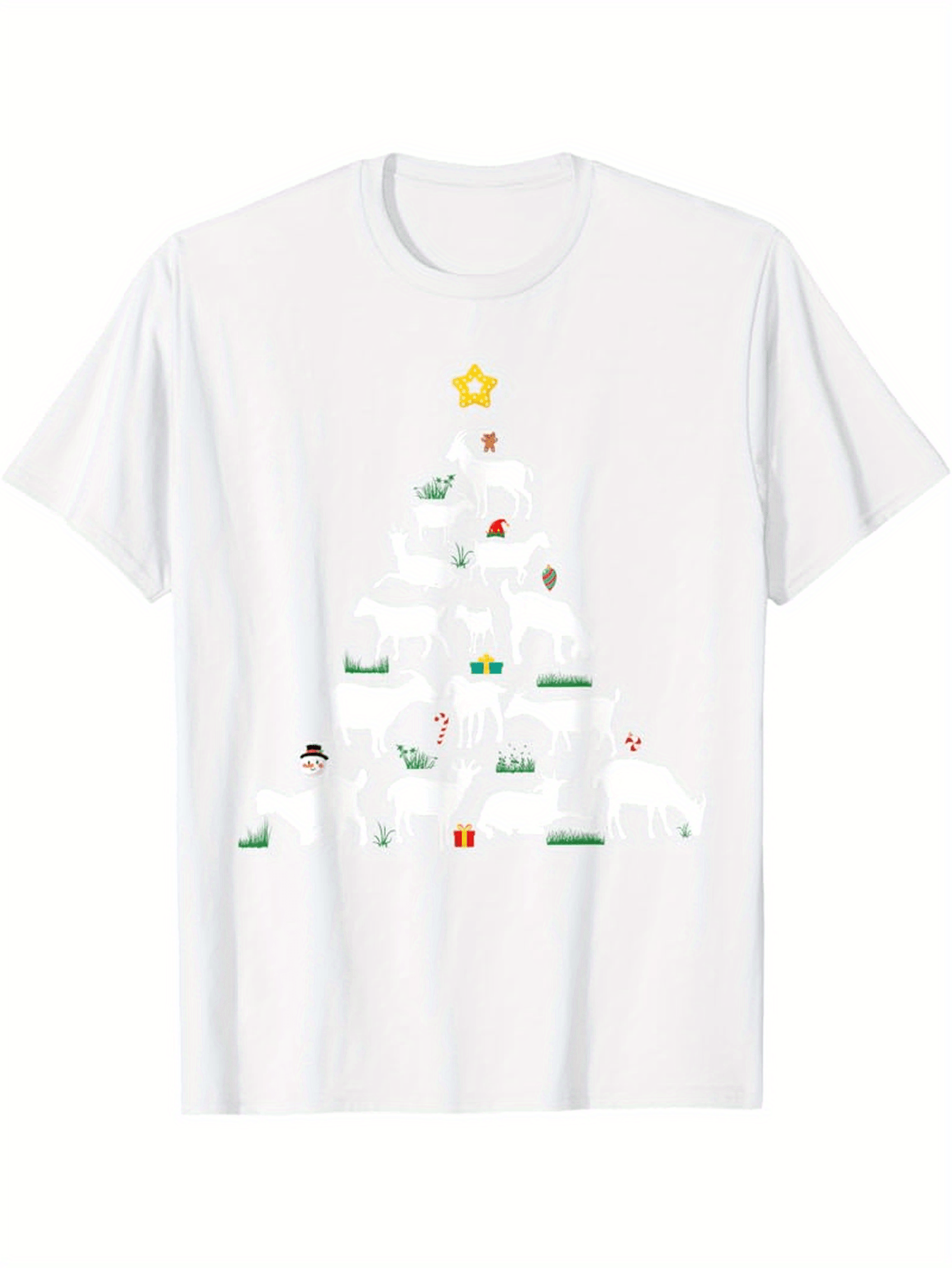Men's Graphic T-Shirt Snowy Holiday Scene With Playful Polar Bears Among Christmas Gifts Tree