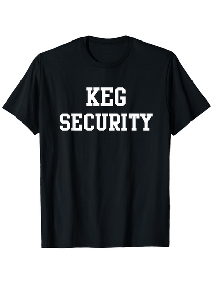 Men's Graphic T-Shirt Keg Security Bold White College Lettering On Black T Shirt