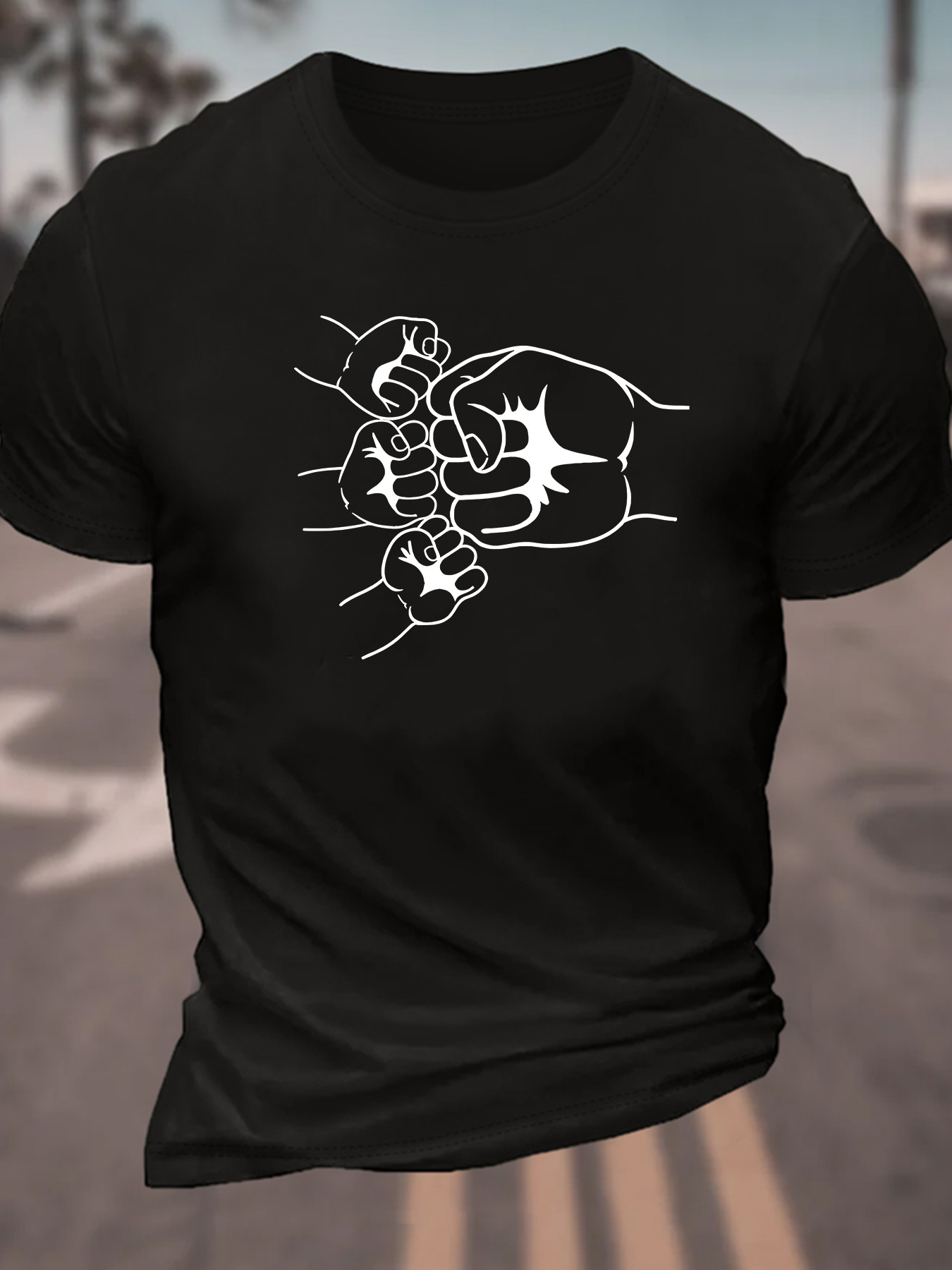 Men's Graphic T-Shirt Connected Paws And Hands Forming A Loving Family Bond Fist