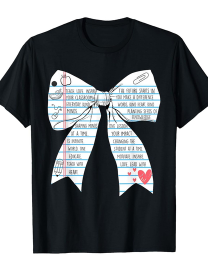 Men's Graphic T-Shirt Notebook Scribbles And Pink Heart On Bow Tie