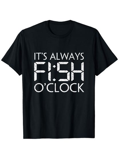 Men's Graphic T-Shirt Its Always Fish Oclock Digital Style Letters Summer T Shirt