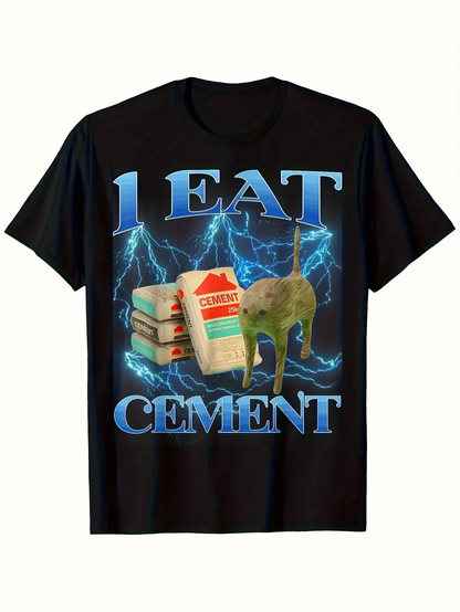 Men's Graphic T-Shirt I Eat Cement Lightning Cat With Cement Bags