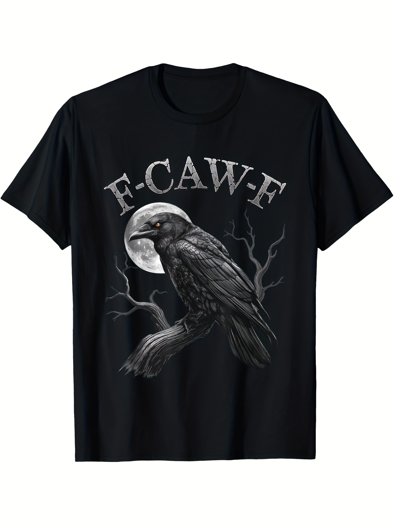 Men's Graphic T-Shirt F CAW F Creepy Moonlit Night With Perched Raven On Branch