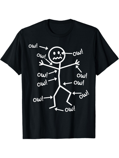 Men's Graphic T-Shirt Ow Words With Arrows Pointing To A Stick Figure