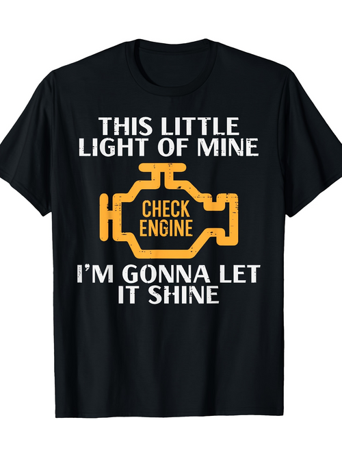 Men's Graphic T-Shirt This Little Light Of Mine With Orange Dashboard Warning Symbol Engine