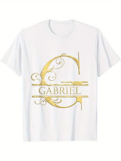 Men's Graphic T-Shirt Classic Golden Ornate Letter G With Gabriel Name Monogram