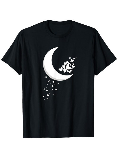 Men's Graphic T-Shirt Magical Crescent Moon With Scattered Hearts And Floating Stardust Moon