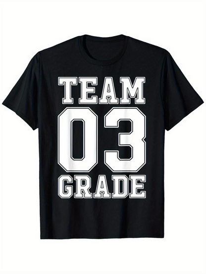 Men's Graphic T-Shirt Team Spirit With Large Bold Number Lettering Grade