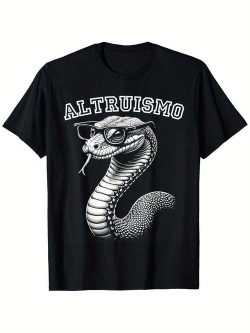 Men's Graphic T-Shirt Altruismo Friendly Snake Wearing Glasses In Playful Pose