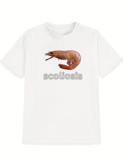 Men's Graphic T-Shirt Scoliosis Single Shrimp Surrounded By Plain White Minimalist Space