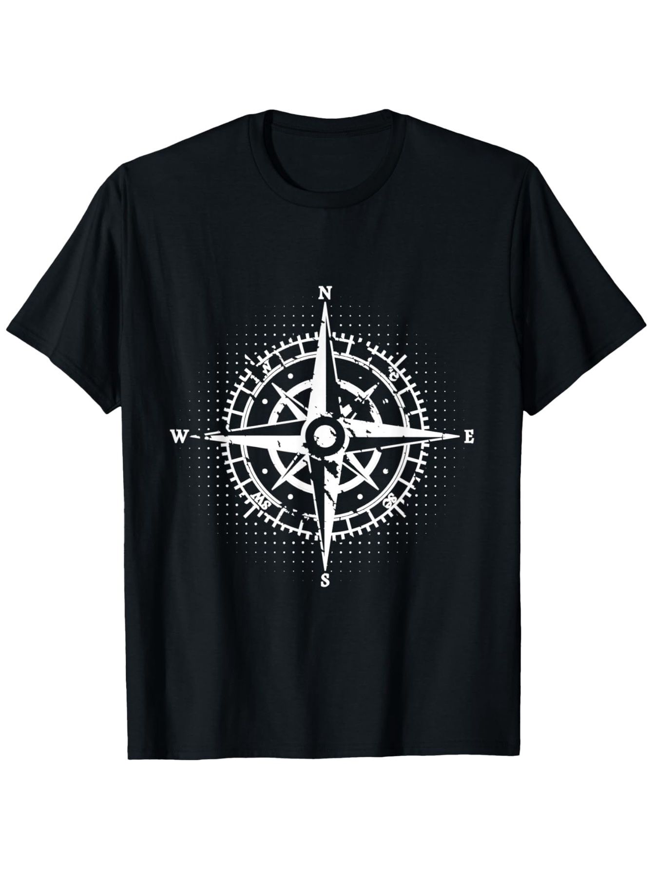 Men's Graphic T-Shirt Vintage Nautical Compass Rose With Faded Dotted Accents Navigation Symbol
