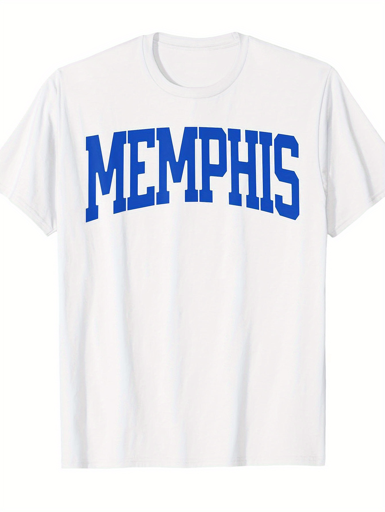 Men's Graphic T-Shirt Blue College Style Lettering With Bold Text Centered Memphis