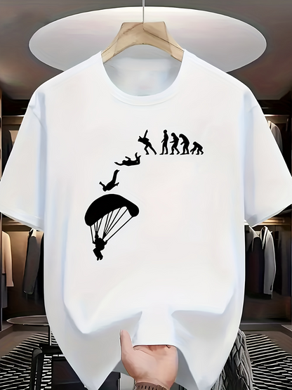 Men's Graphic T-Shirt Human Evolution Sequence Leading To Parachuting Skydiver
