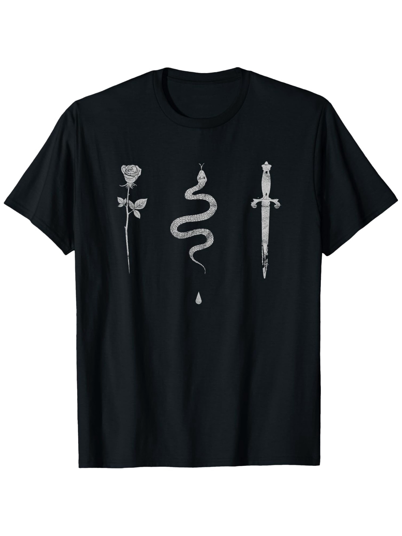 Men's Graphic T-Shirt Mystical Rose And Sword With Serpentine Snake Artwork