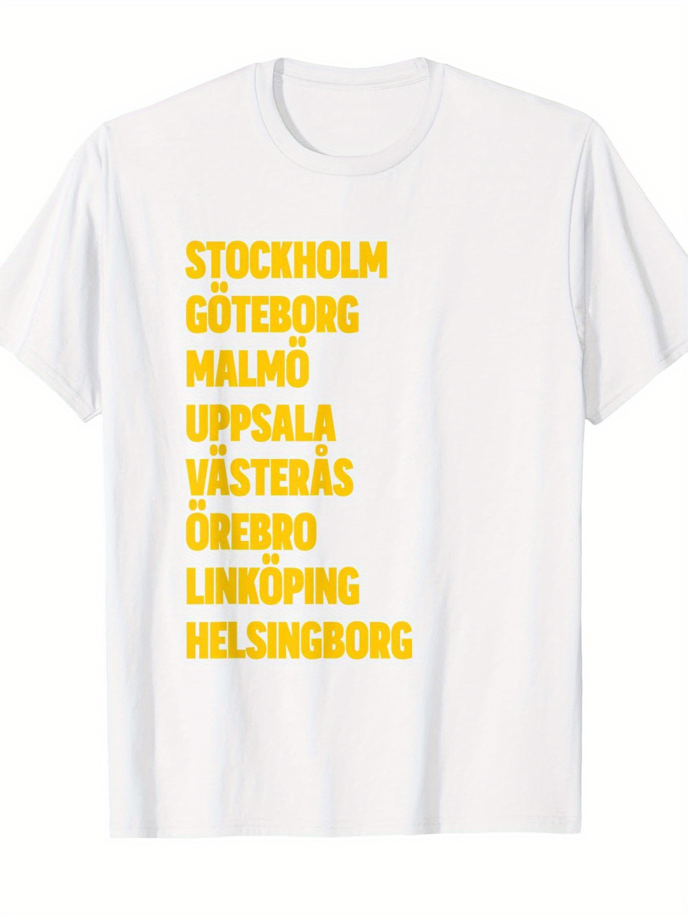 Men's Graphic T-Shirt Stockholm Gothenburg Malmo And Other Swedish City Names Text Tee