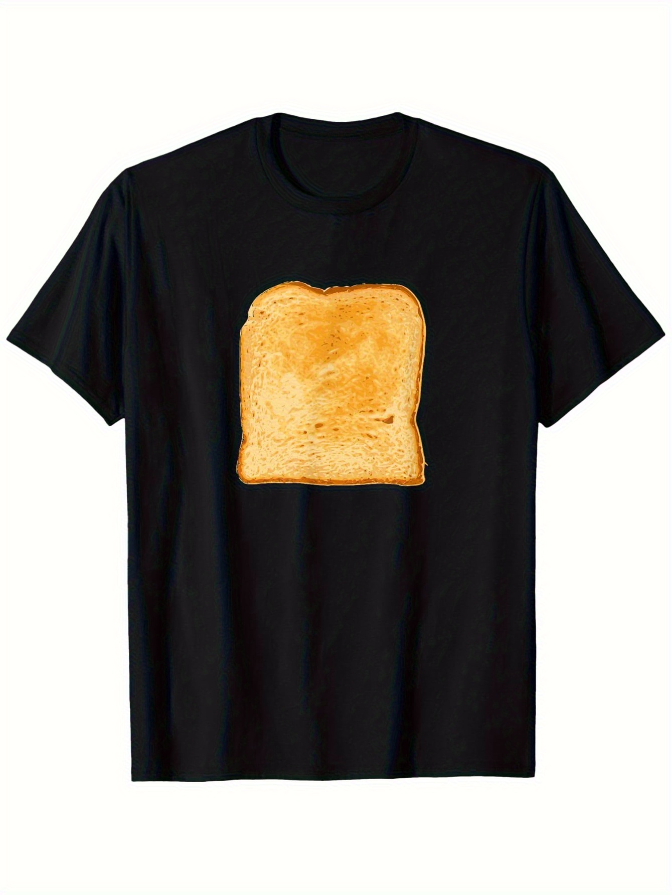 Men's Graphic T-Shirt Lightly Toasted Bread Slice On Solid Black Shirt