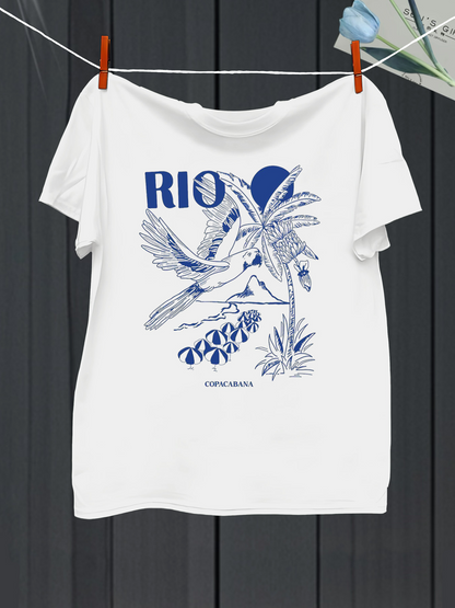 Men's Graphic T-Shirt Rio Jungle Birds And Tropical Leaves With Sun Parrot
