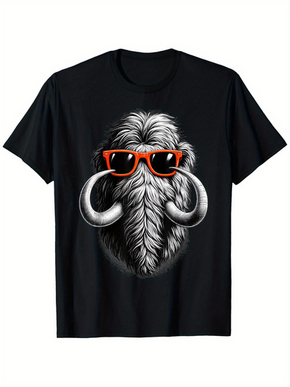 Men's Graphic T-Shirt Shaggy Fur Ancient Look With Oversized Ivory Tusks Mammoth