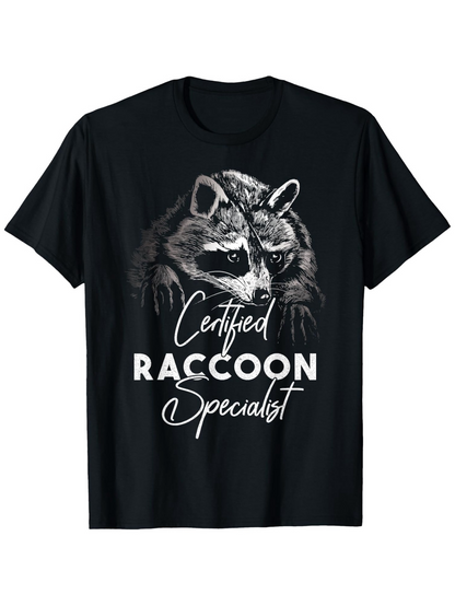 Men's Graphic T-Shirt Certified Raccoon Specialist With Hand Drawn Realistic Fur Raccoon Portrait